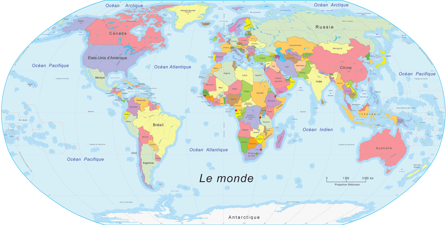 La carte du monde vue depuis différents pays - Les aventures de la famille  Bourg